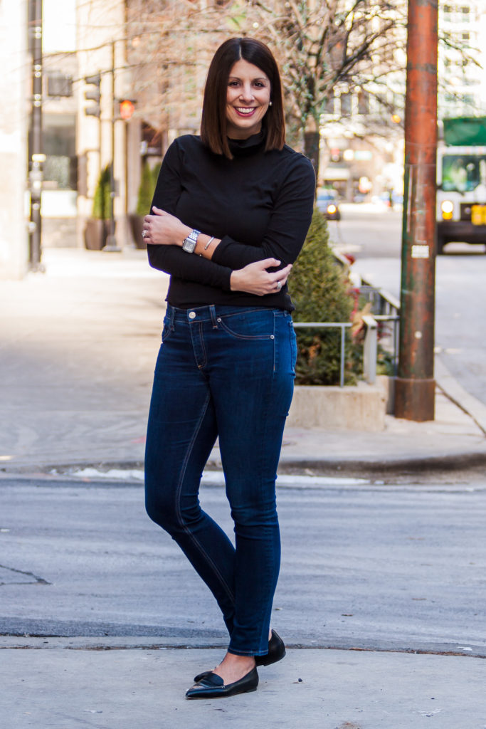 black turtleneck skinny jeans