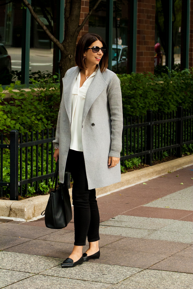 fall layers grey coat