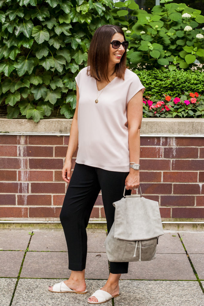 woman wearing top and pants from mm lafleur casual