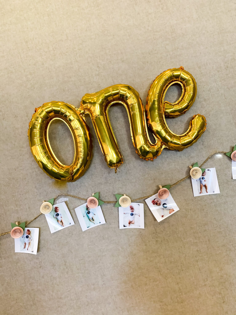 ballone and photos for first birthday party ideas