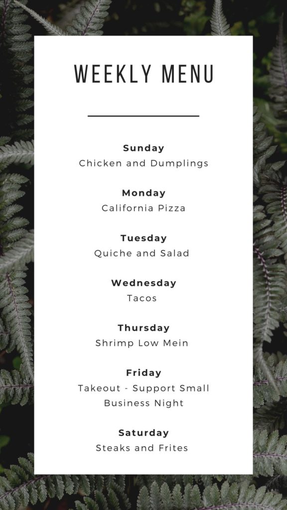 Weekly Menu for May 10