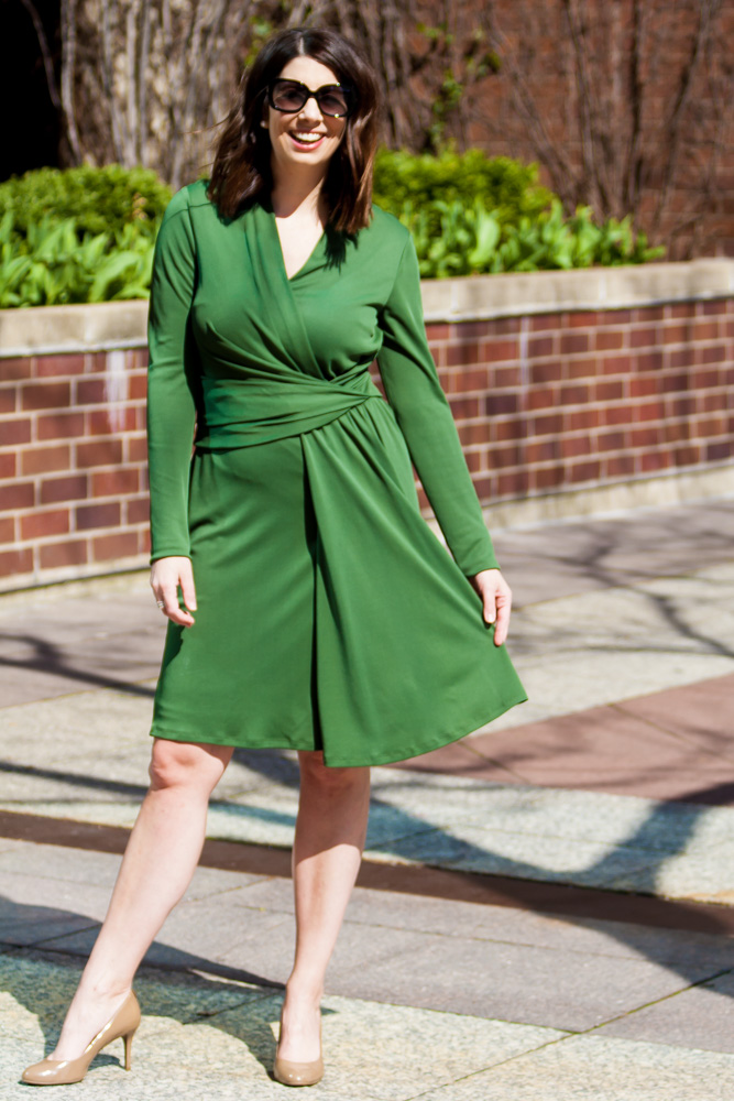 green wrap dress