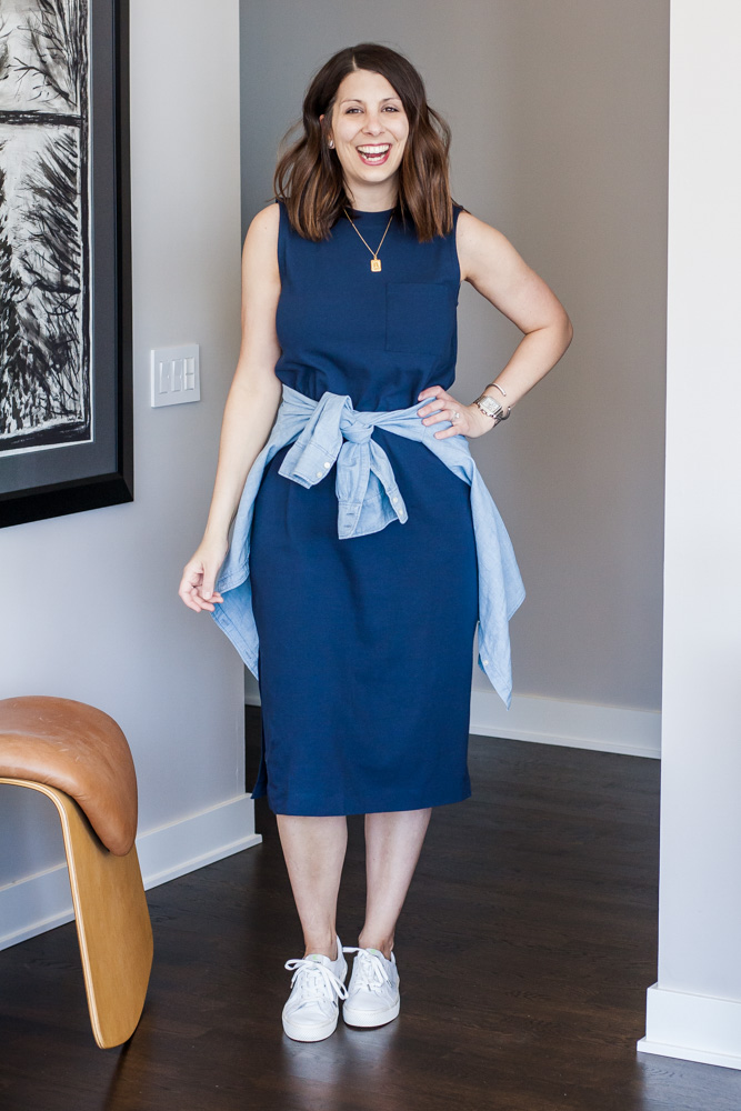 chambray top and shirt dress