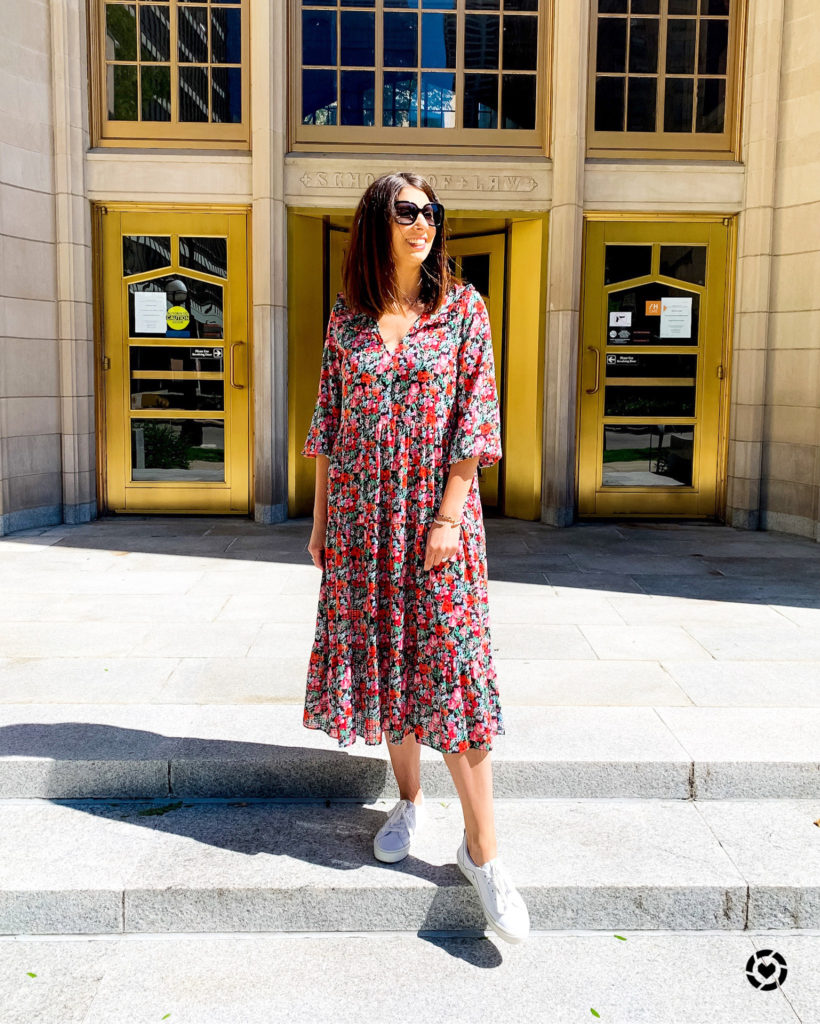 white sneakers and dress