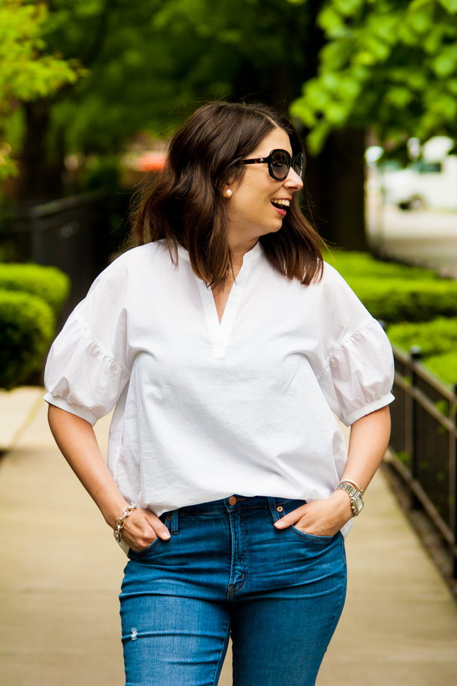 puff sleeve White Blouse For Summer