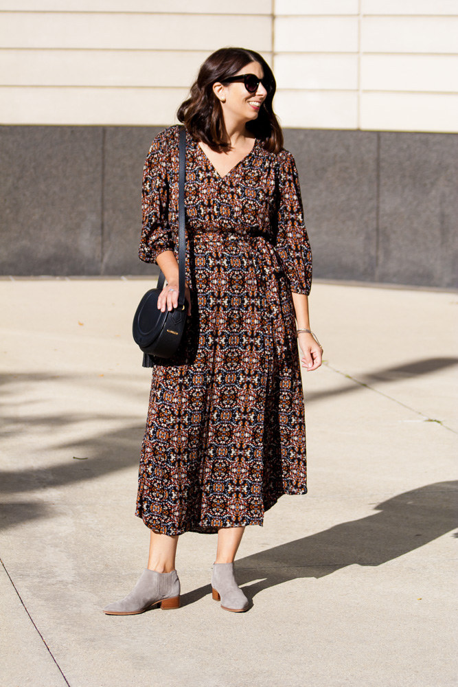printed dress for fall