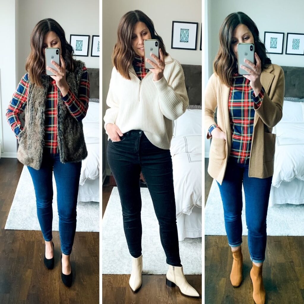 3 Ways to Wear a Plaid Turtleneck