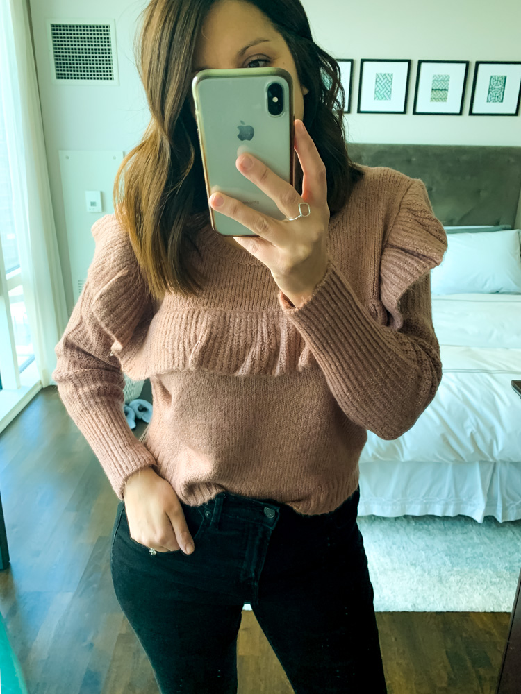 Pink Ruffle Sweater 