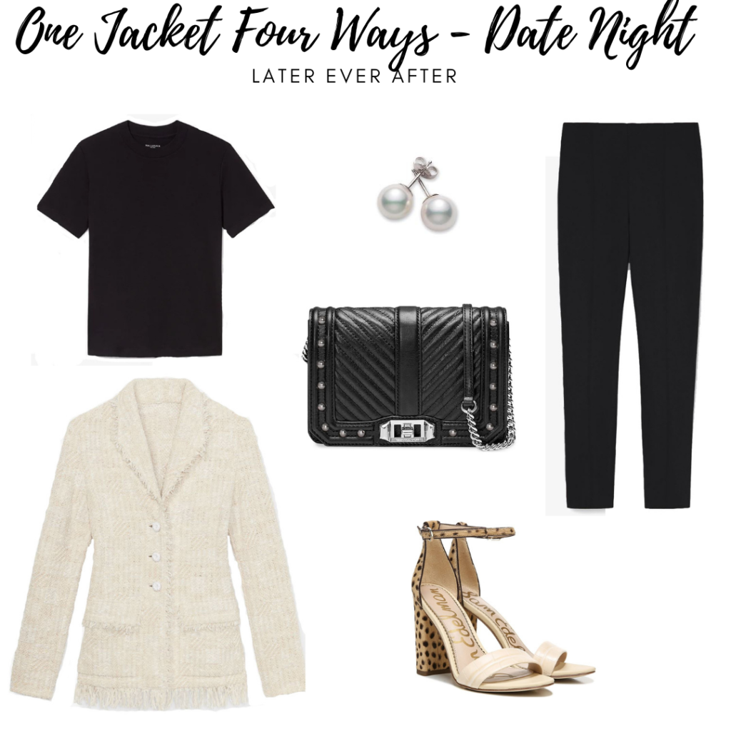 tweed blazer date night outfit