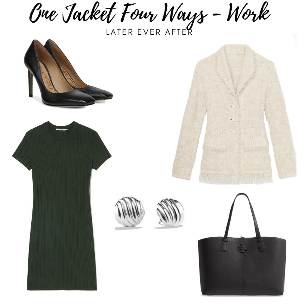 tweed blazer work outfit