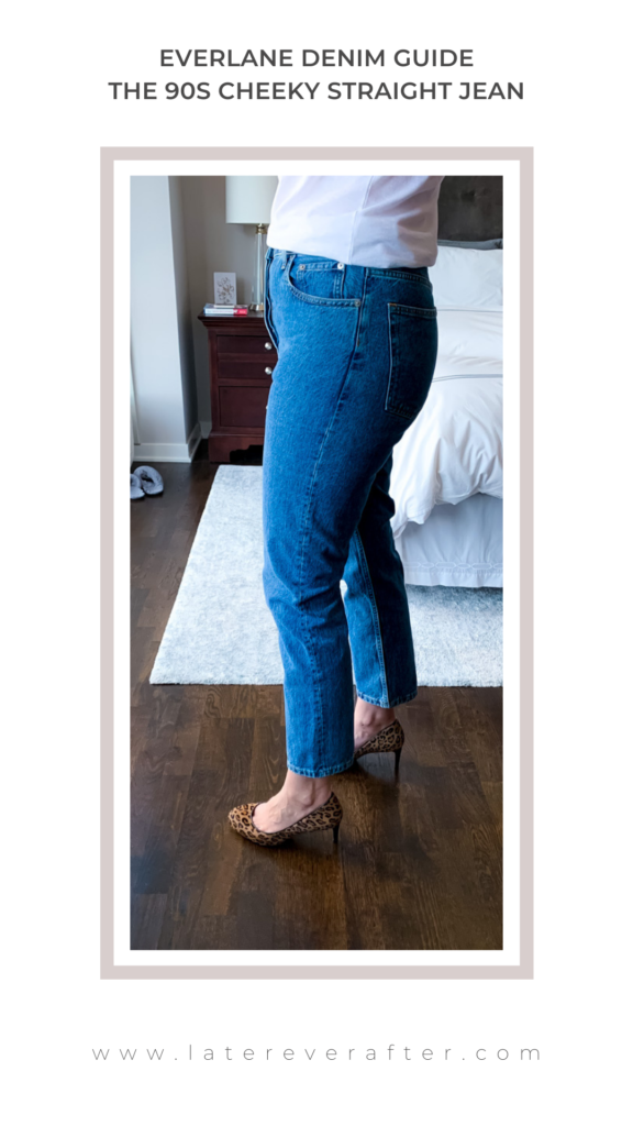 woman wearing The 90s Cheeky Straight Jean from the everlane denim guide 