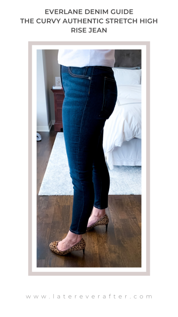 side view of a woman wearing The Curvy Authentic Stretch High Rise Jean