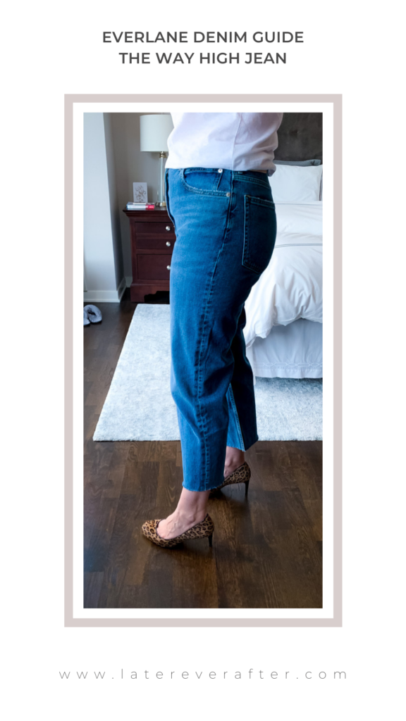 woman wearing Everlane denim guide with The Way High Jean 