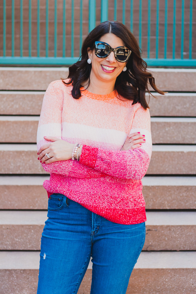 pink sweater outfit
