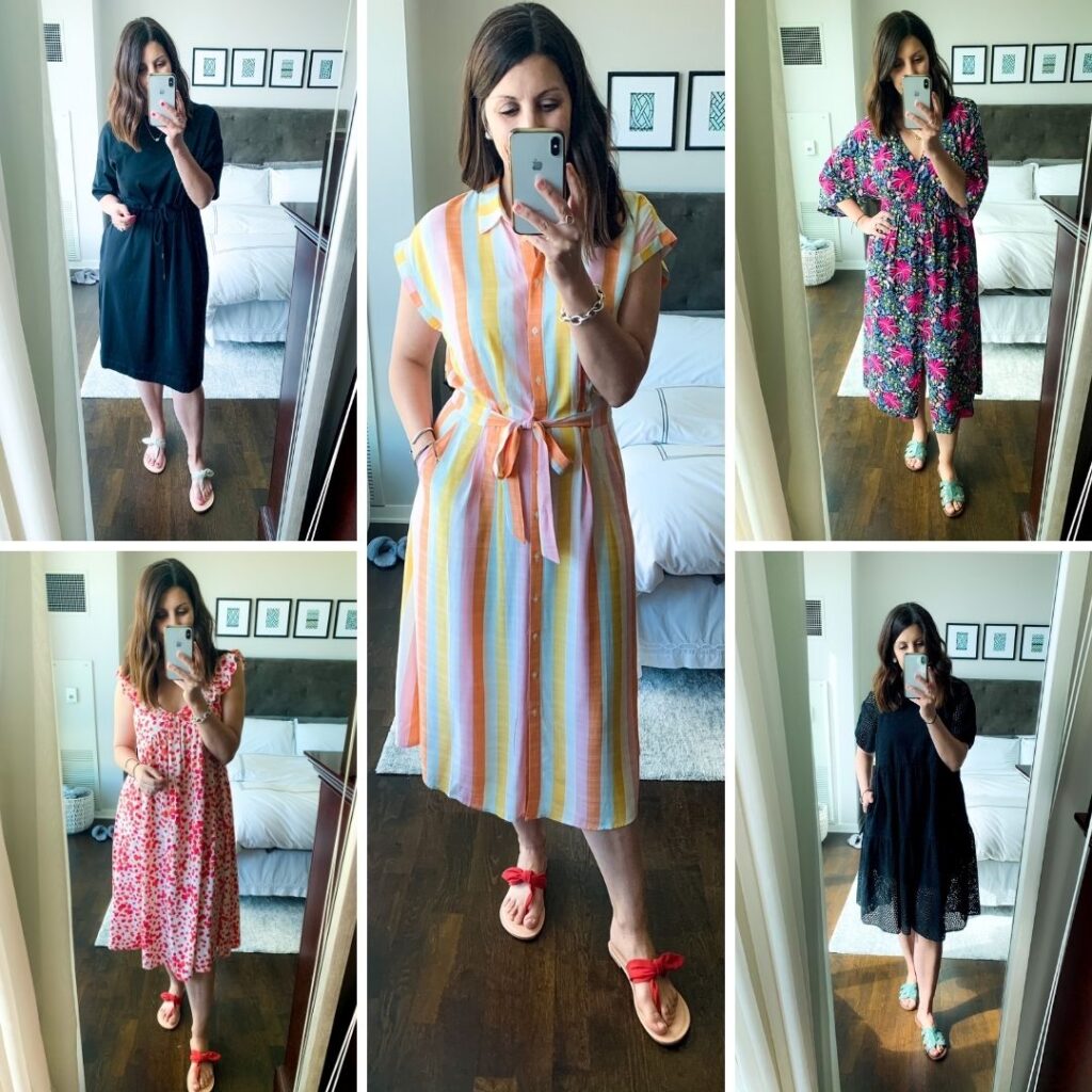 a collage of woman wearing summer dresses for everyday