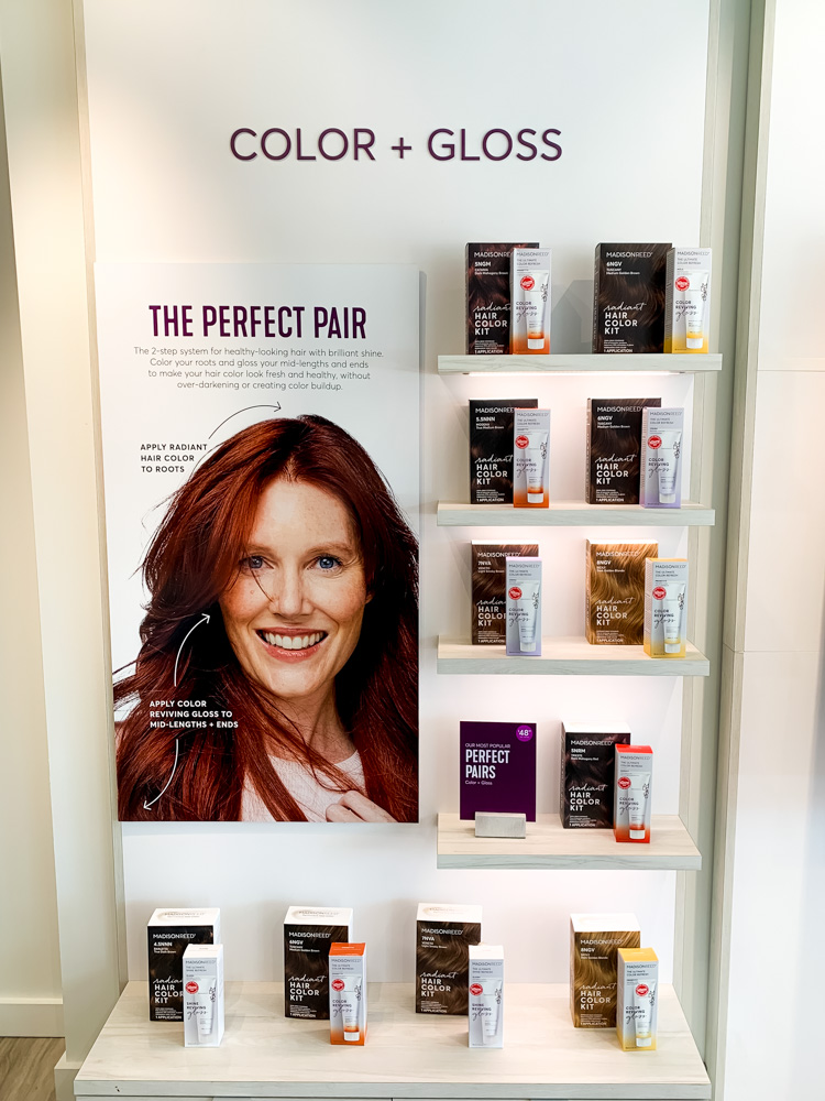 madison reed color bar hair products on display