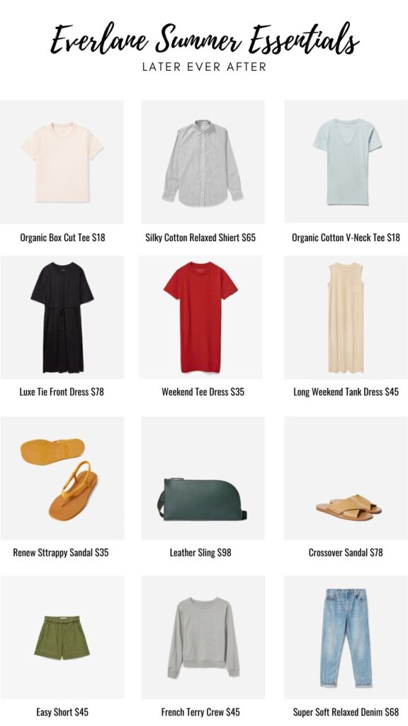 collage of clothes from everlane summer essentials