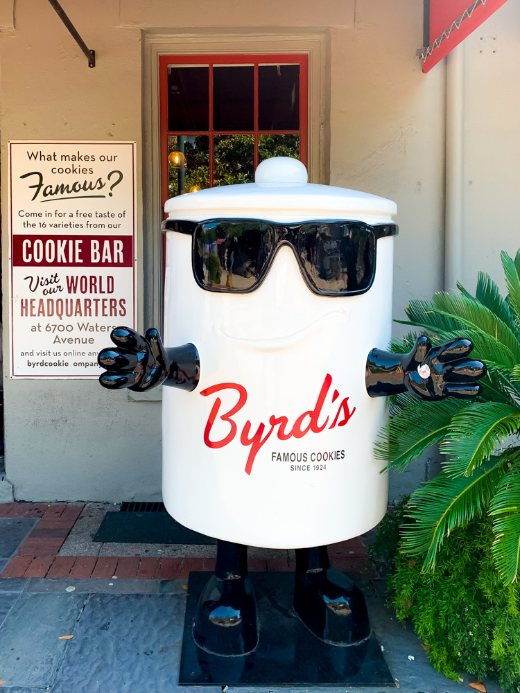 Byrd’s Cookies  mascot in savannah travel guide