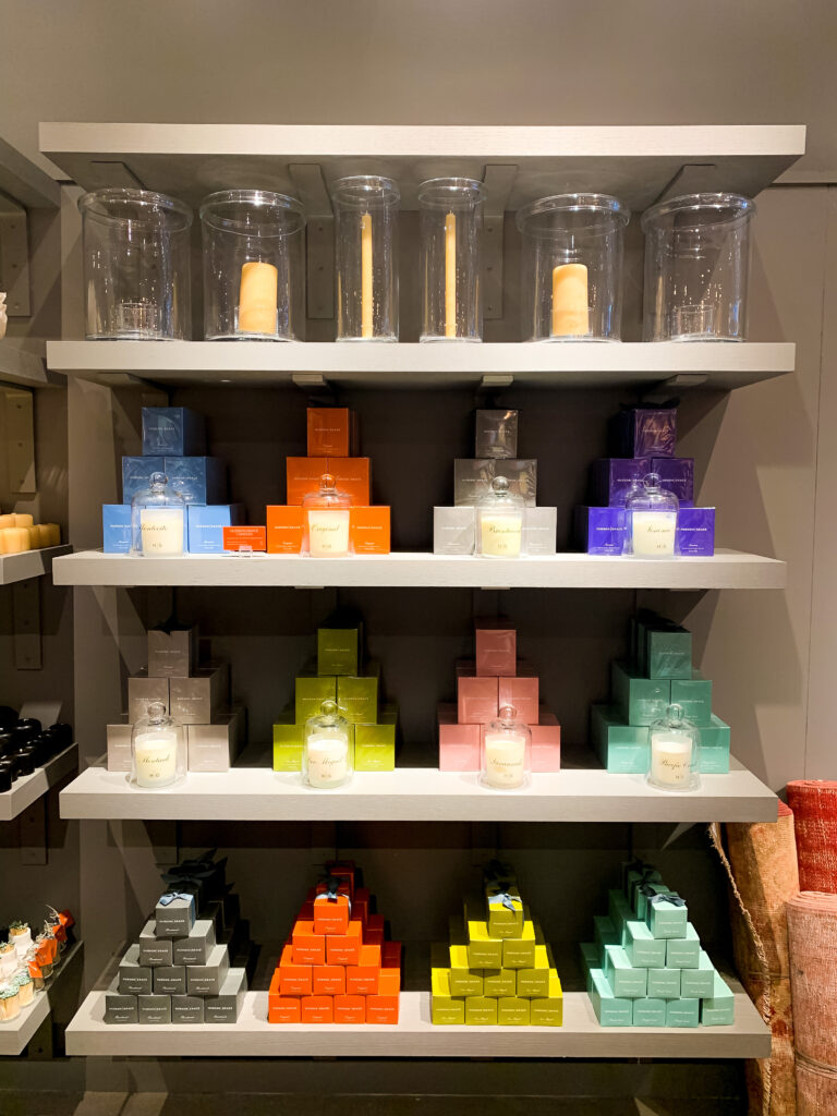 display of candles in hudson grace