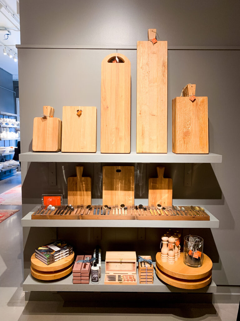 chopping boards on display