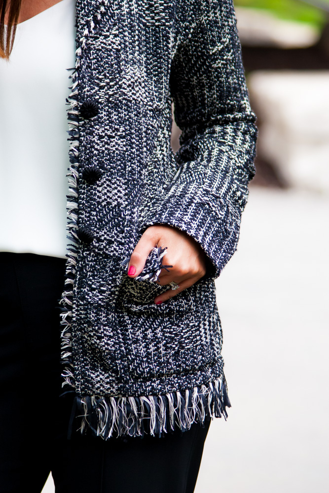 closeup photo of a woman's blazer for post pandemic fashion