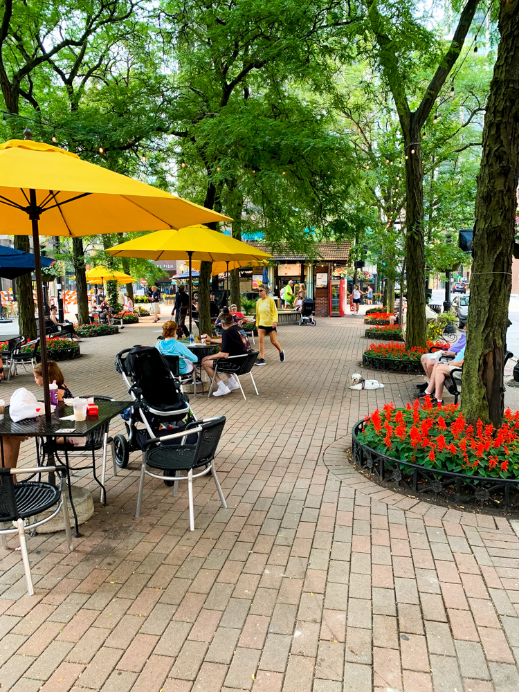 peopel at the mariano park in Chicago