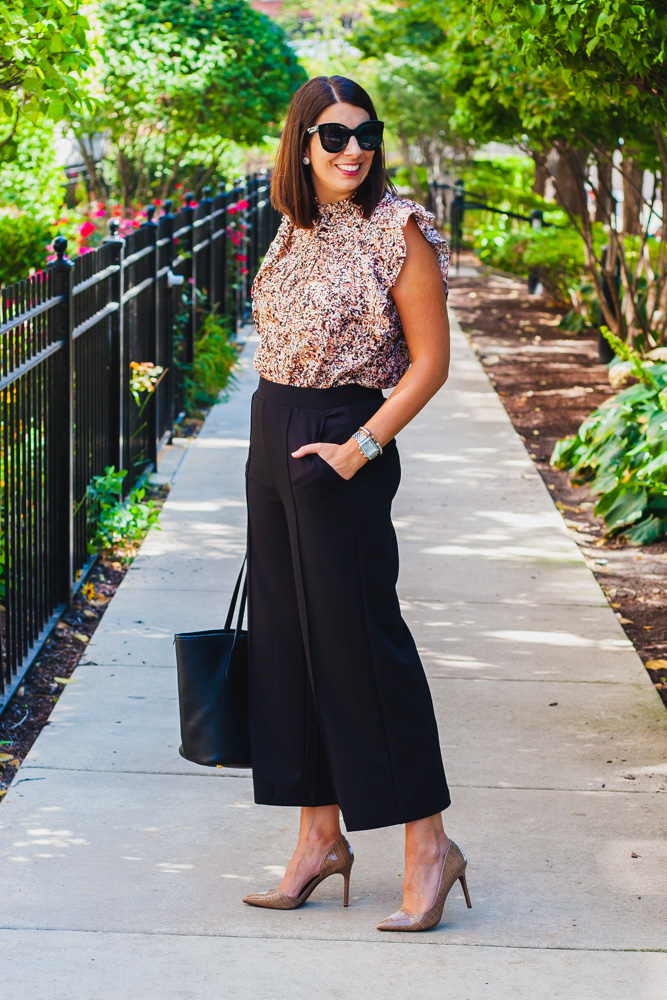 woman wearing Wide Leg Pants and sleeveless top