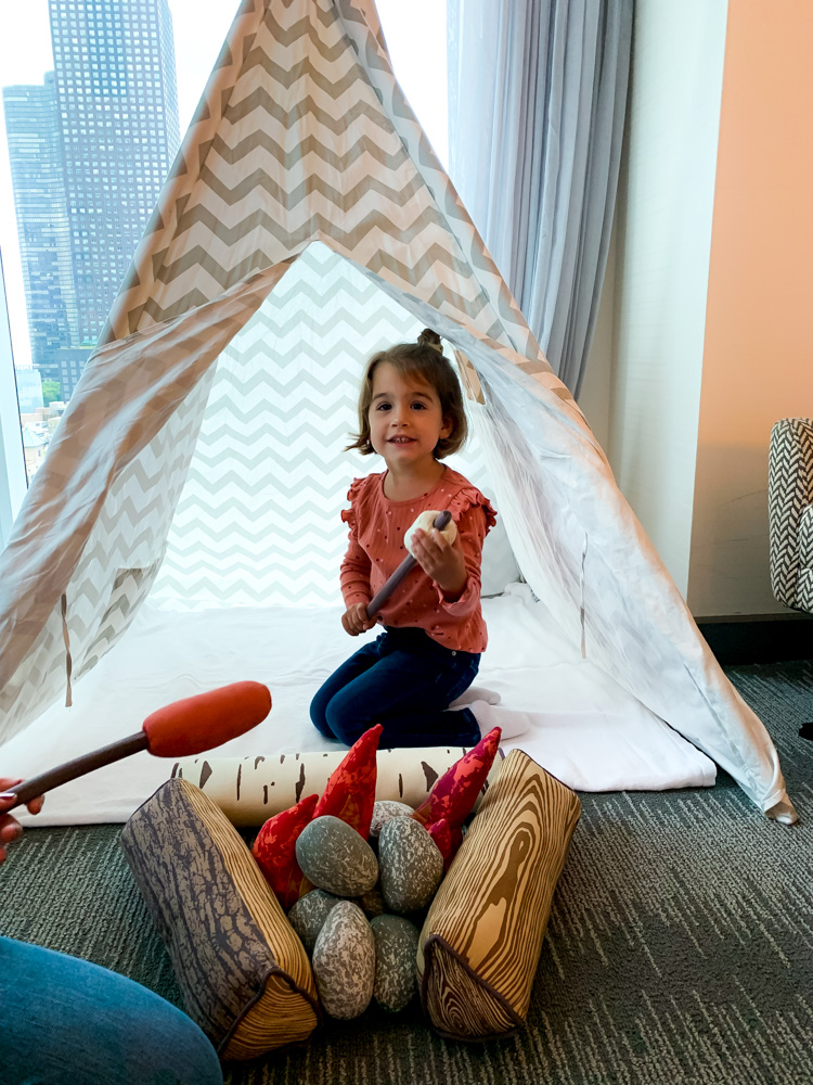 kid's area at family staycation at loews chicago hotel