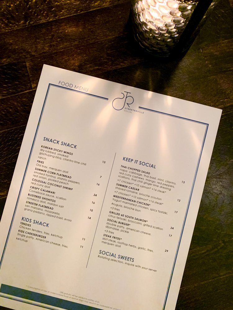 menu at a restaurant