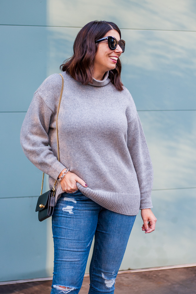 woman wearing plush cashmere sweater