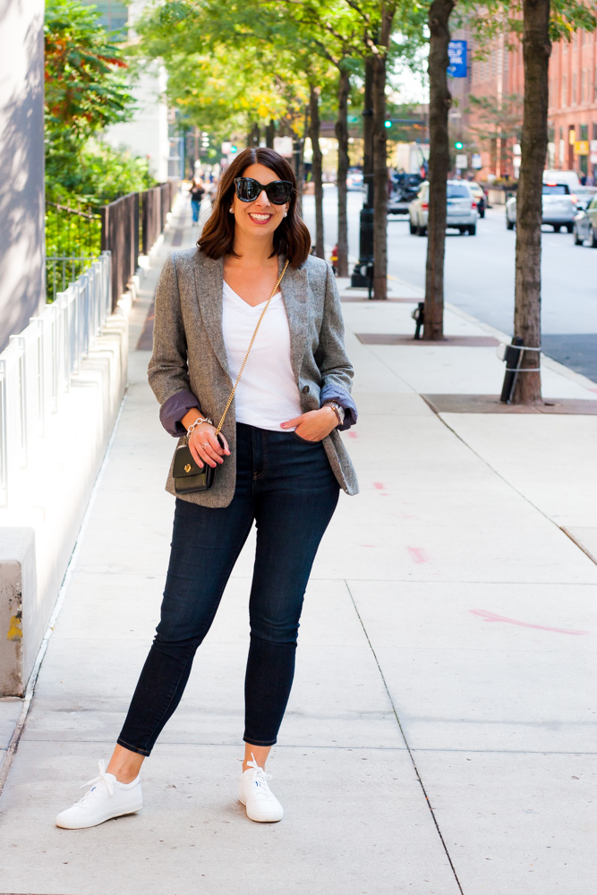 sommerset blazer four ways with jeans and white shirt