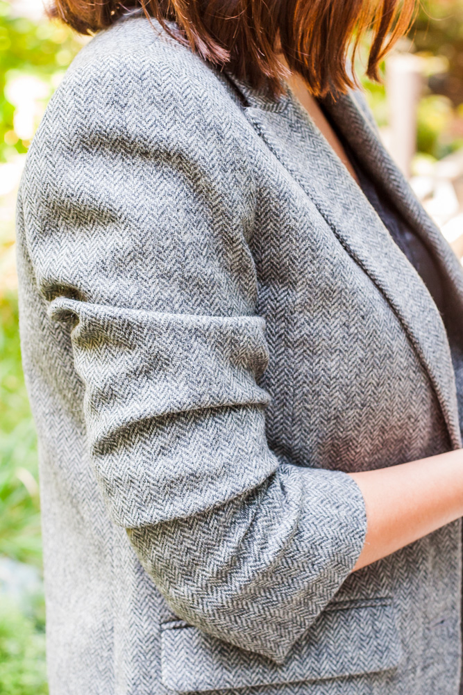 detail of blazer sleeves