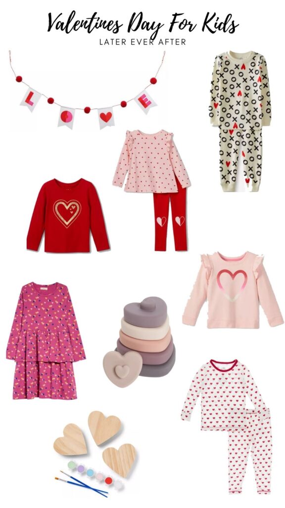 collage of valentine's day decor and gifts for kids 