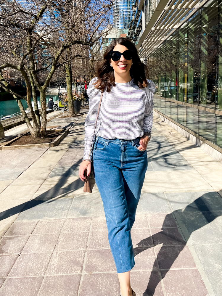 woman in top and jeans 