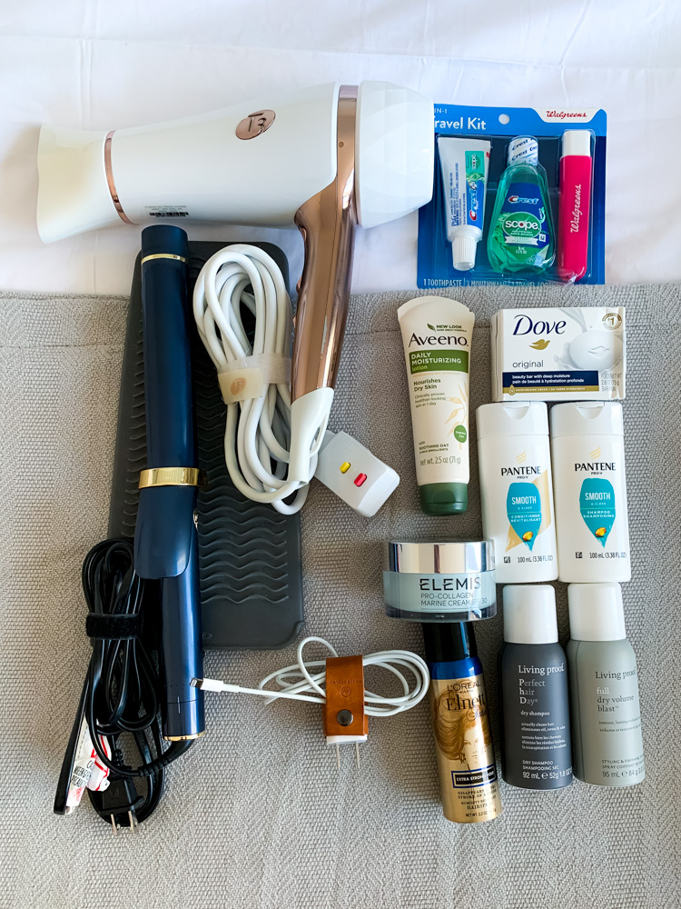 self care items in a minimalist hospital bag