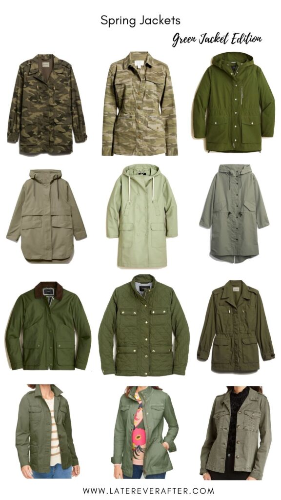 collection of green spring jackets