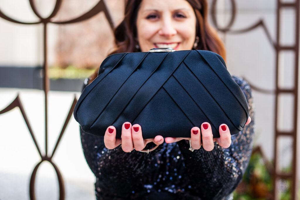 woman sharing what to accessories to use to a Black Tie Event
