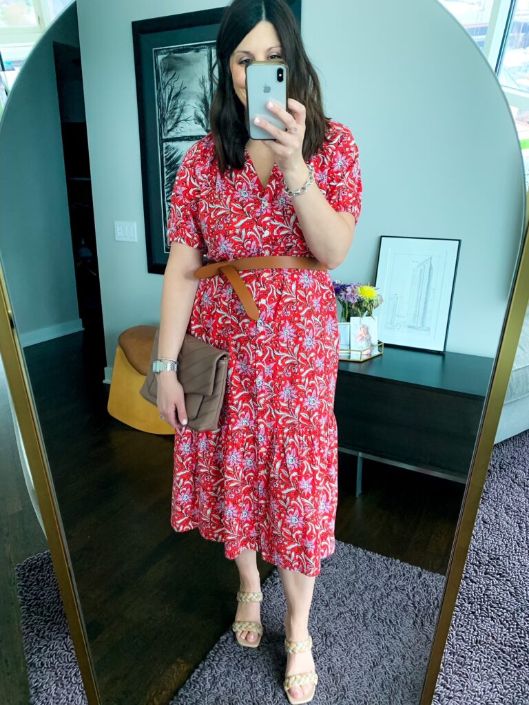 one of the three ways to style a floral dress for a night out