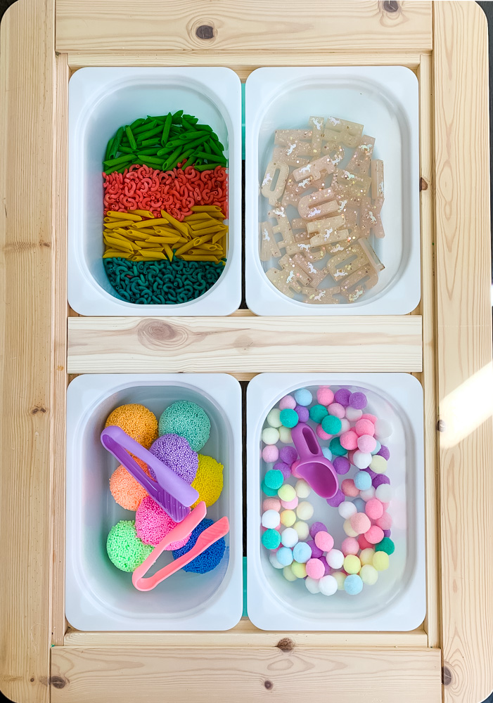 fun colorful sensory table items for kids