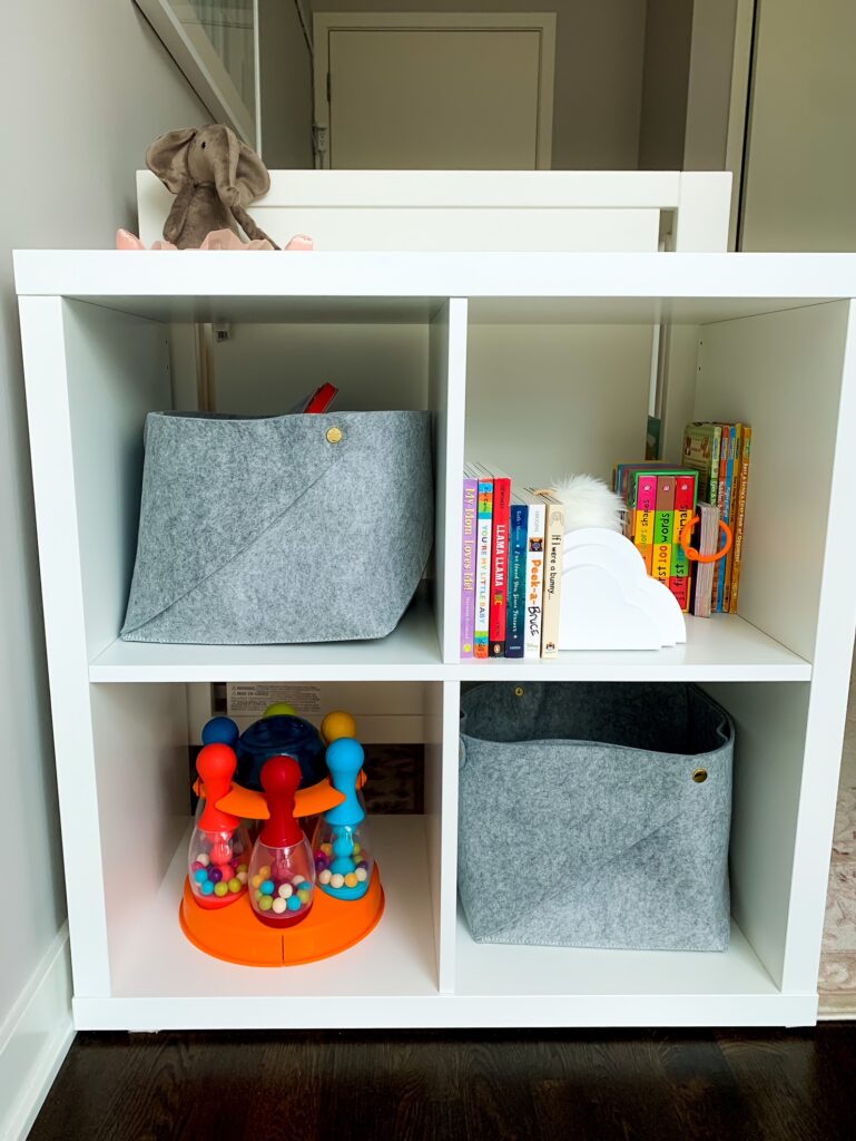 bookshelf in a small space play area