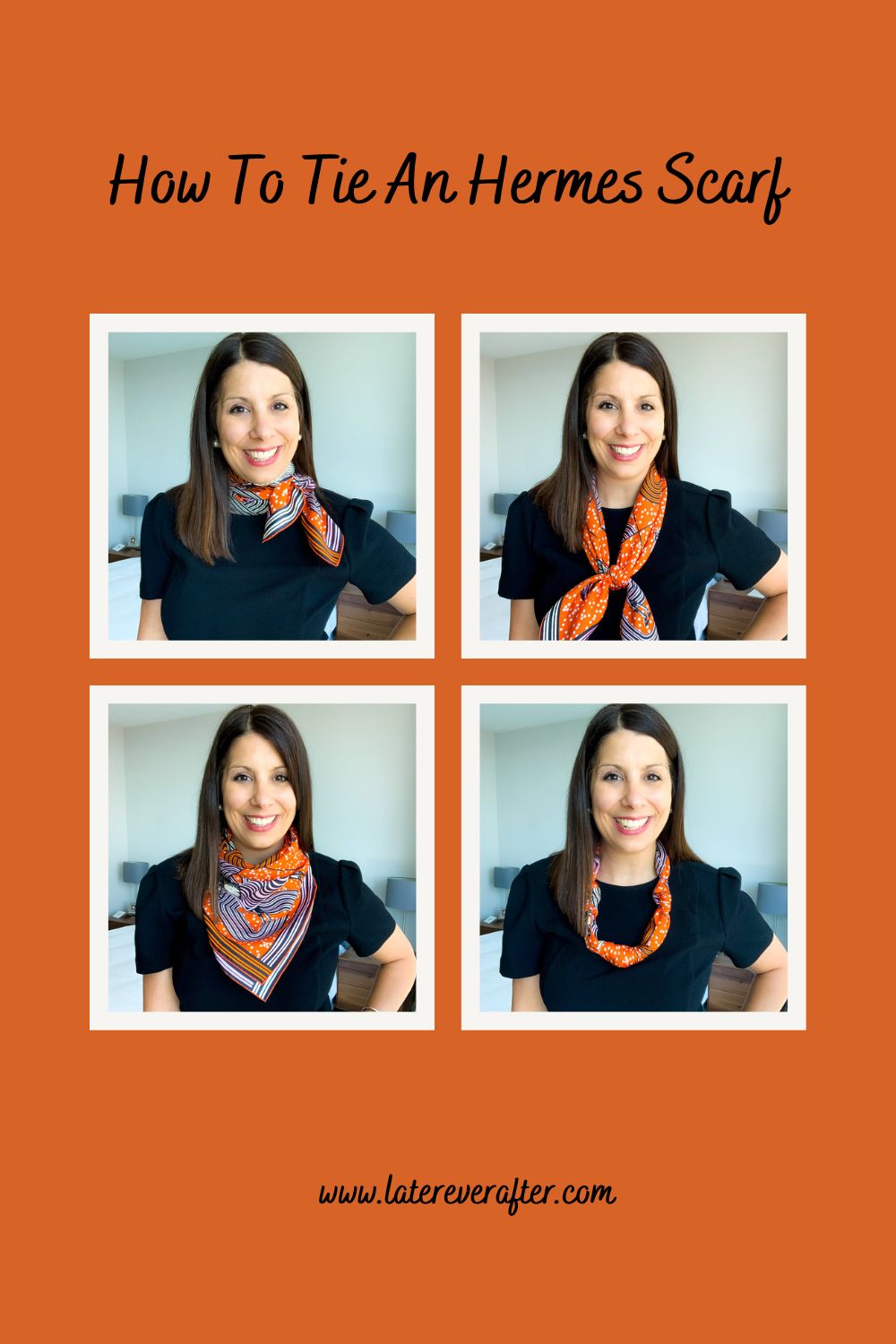 graphic of how to tie a hermes scarf