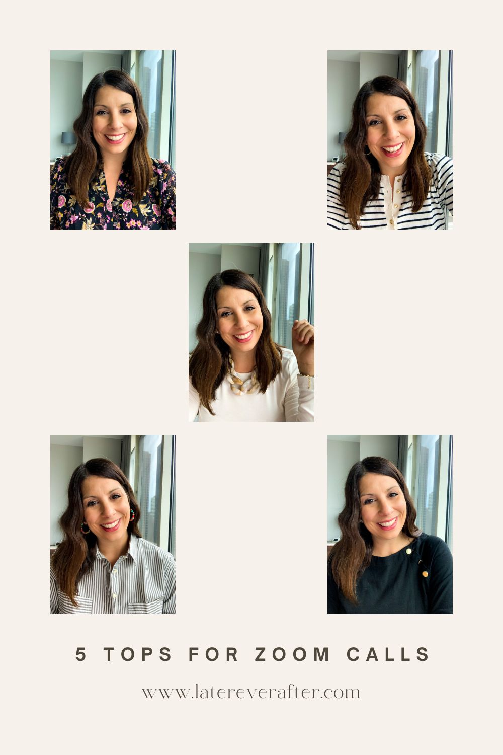 collage of woman wearing the best tops for zoom meetings