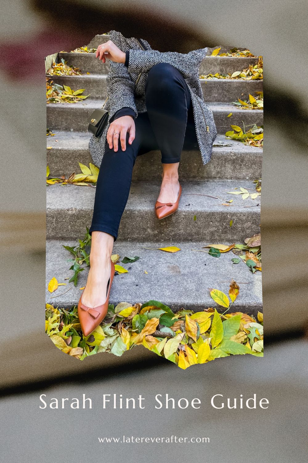 Natalie Flats shoes shown on leafy steps as part of a Sarah Flint Shoe Guide
