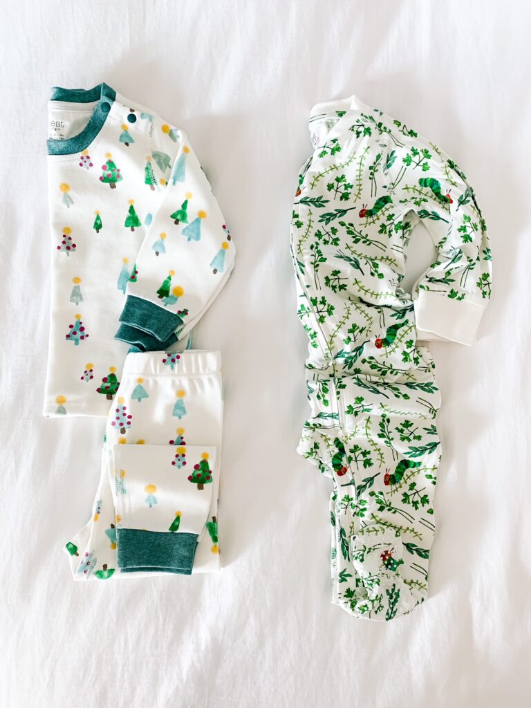 flat lay of cozy kid pajamas from Nest Designs