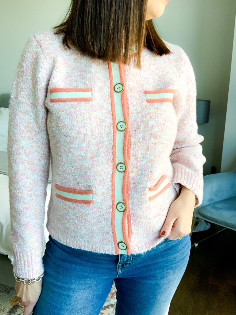 woman wearing a cardigan sweater