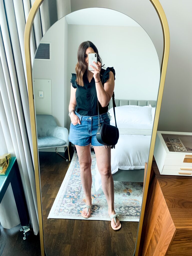 summer jean shorts, sleeveless top