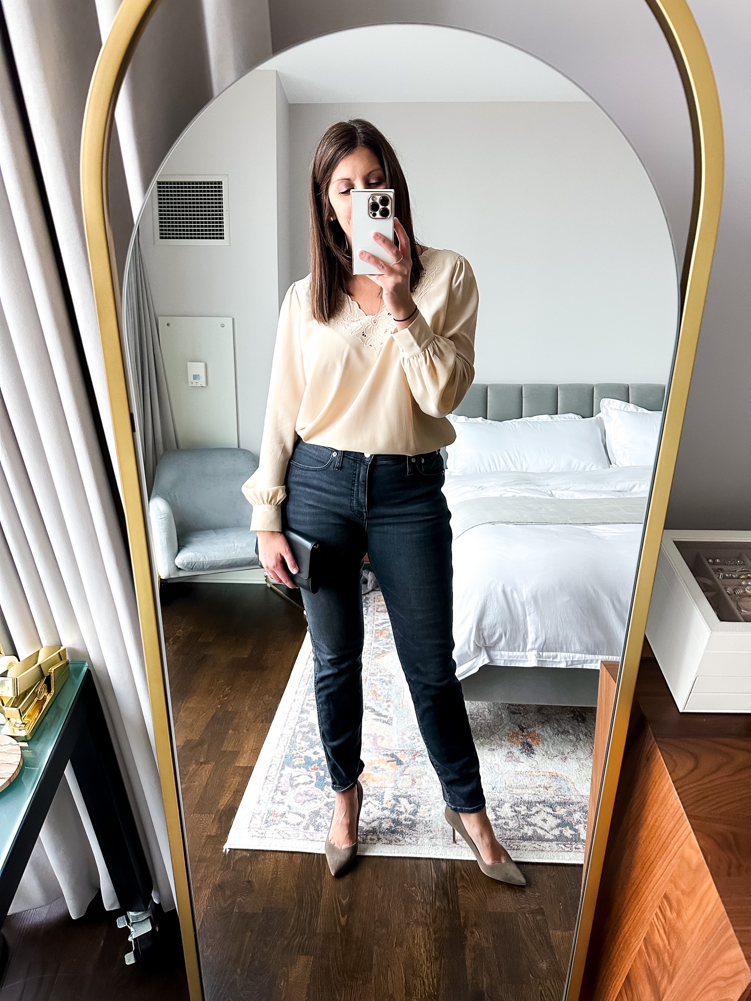 sezane blouse, cream blouse