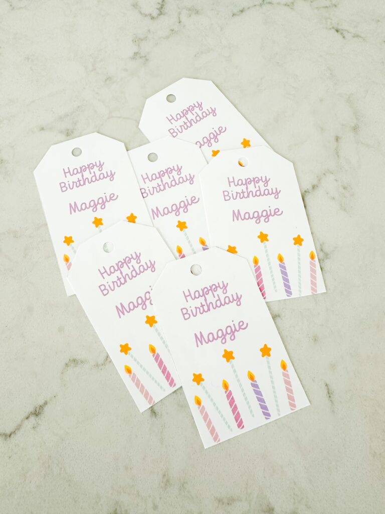 party favor tags created on canva