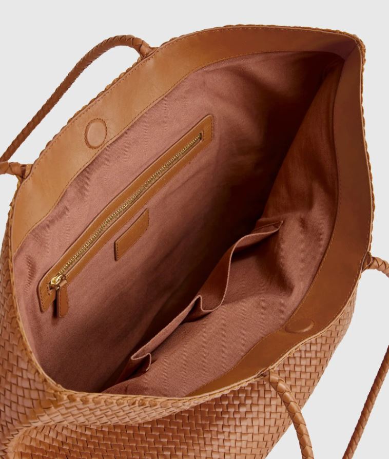 quince italian leather tote inside of bag