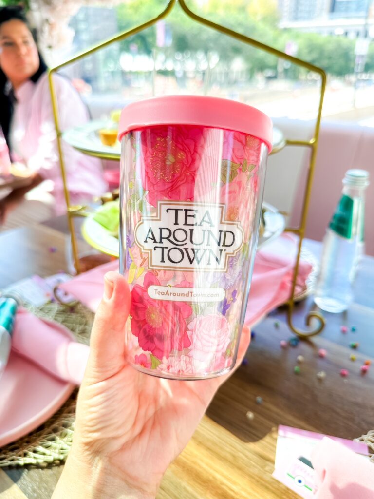 Chicago skyline view from Tea Around Town tea bus, tea around town tumbler